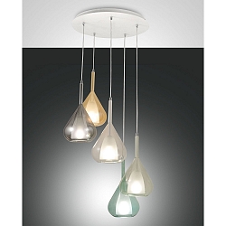 pendant luminaire LILA 5 flames E27 IP20, white 
