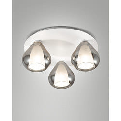 Deckenleuchte LILA, 3-flammig, E14, Borosilikatglas, Schirme fum