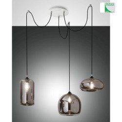 Luci a sospesione FIONA 3-Lampadine E27 IP20, colori del fumo, Nero, Bianco dimmerabile