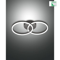 LED Wand- und Deckenleuchte GIOTTO, 2-fach, 2x  30cm, 36W 3000K 3780lm, dimmbar, schwarz