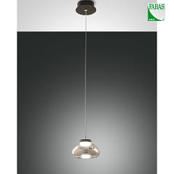 LED Pendant luminaire ARABELLA, incl. Smartluce, 1x 8W, 3000K, 720lm, IP20, height 200cm max., gray transparent