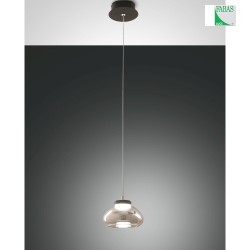 LED Pendant luminaire ARABELLA, 1x 8W, 3000K, 720lm, IP20, height 200cm max., gray transparent