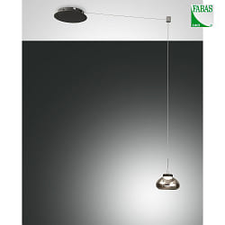 LED Pendant luminaire ARABELLA, incl. Smartluce, 1x 8W, 3000K, 720lm, IP20, height 350cm max., gray transparent