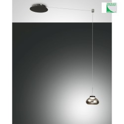 LED Pendant luminaire ARABELLA, 1x 8W, 3000K, 720lm, IP20, height 350cm max., gray transparent
