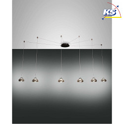 Luci a sospesione ARABELLA 6-Lampadine, controllabile con la voce, incluso Smartluce IP20, colori del fumo, nero dimmerabile