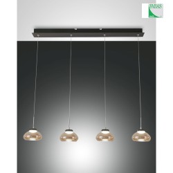 Luci a sospesione ARABELLA 4-Lampadine, rotondo IP20, ambra, nero dimmerabile
