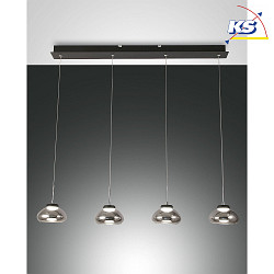 LED Pendant luminaire ARABELLA 1, incl. Smartluce, 4x 8W, 3000K, 2880lm, IP20, gray transparent