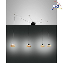 Luminaire  suspension ARABELLA 4 flammes, langue, contrlable par la voix, Smartluce inclus IP20, ambre, noir gradable