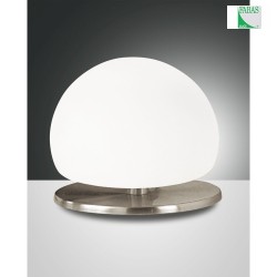 Tischleuchte MORGANA, inkl 1xG9 LED 3W, 3000K, 220lm, IP20, mit Touch-Dimmer, Metall / geblasenes Glas, Nickel satiniert