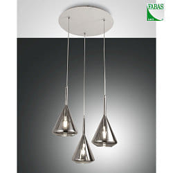Luci a sospesione TRIS 3-Lampadine E27 IP20, Grigio, trasparente, Bianco, fum