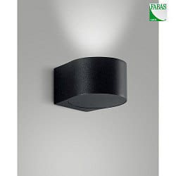 LED Auenwandleuchte LAO, Up, 1-flammig, IP65, 6W 3000K 540lm 100, Aluminium / Kristallglas, schwarz