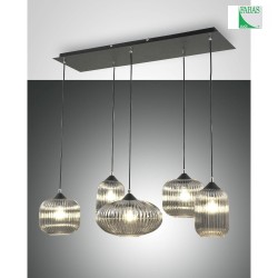 Luci a sospesione GILLIS 5-Lampadine E27 IP20, colori del fumo, Nero dimmerabile