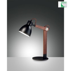 Table lamp SVEVA, E27, 1x 40W, IP20, black/walnut color