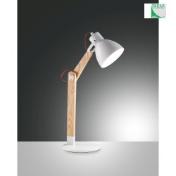 Table lamp SVEVA, E27, 1x 40W, IP20, white/oak wood