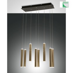 LED Pendelleuchte PRADO, rund, 8x 6,5W, 3000K, 5760lm, IP20, schwarz / gold