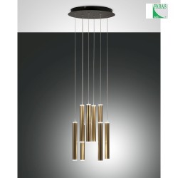 LED Pendant luminaire PRADO, bar, 8x 6,5W, 3000K, 5760lm, IP20, black / gold