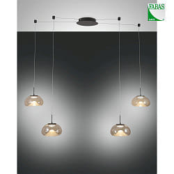 Luminaire  suspension BRENA 4 flammes IP20, noir gradable