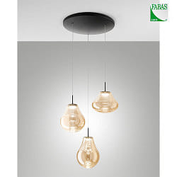pendant luminaire DEVA 3 flames, round IP20, black dimmable