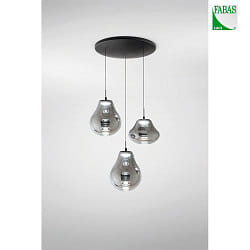 pendant luminaire DEVA 3 flames, round IP20, black dimmable