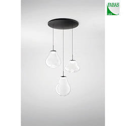 pendant luminaire DEVA 3 flames, round IP20, black dimmable