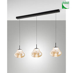 pendant luminaire DEVA 3 flames, long IP20, black dimmable