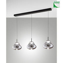 pendant luminaire DEVA 3 flames, long IP20, black dimmable