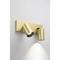 spotlight bar FLORES 2 flames, long GU10 IP20, black, satined brass dimmable