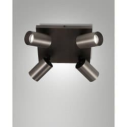 spot FLORES 4 flames, square GU10 IP20, grey, gunmetal dimmable