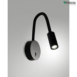 Lampada da parete FLUX con braccio flessibile IP20, nero
