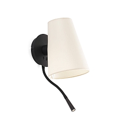 Wandleuchte LUPE E27, IP20, + LED Flexarm-Spot, 1W, 3000K, 100lm, schwarz, beige