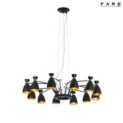 Luminaire  suspension RETRO 12 flammes E14 IP20, cuivre, noir mat 