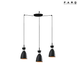 Luminaire  suspension RETRO 3 flammes E14 IP20, cuivre, noir mat 