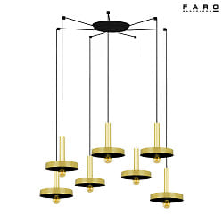 Luminaire  suspension WHIZZ 7 flammes E27 IP20, or, noir 
