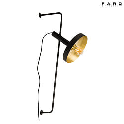 Luminaire mural WHIZZ E27 IP20, or, noir mat 