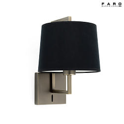 wall luminaire FRAME E27 IP20, black, antique gold 