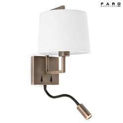 wall luminaire FRAME E27 IP20, white, antique gold 