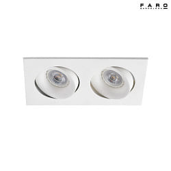 ceiling recessed luminaire ARGON 2 flames, square, swivelling GU10 IP20, white matt 