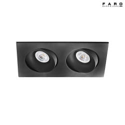 ceiling recessed luminaire ARGON 2 flames, square, swivelling GU10 IP20, black matt 