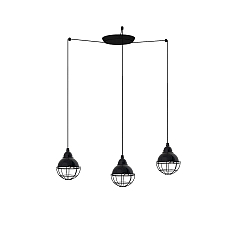 pendant luminaire CLAIRE 3 flames E27 IP20, black glossy 