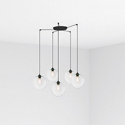 pendant luminaire CLARA 5 flames E27 IP20, black matt 