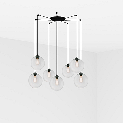 pendant luminaire CLARA 7 flames E27 IP20, black matt 