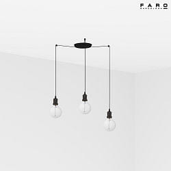 Luci a sospesione ART 3-Lampadine E27 IP20, nero 