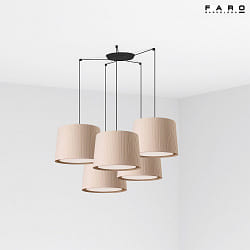Luminaire  suspension SAMBA 5 flammes E27 IP20, beige, noir mat 