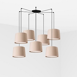 pendant luminaire SAMBA 7 flames E27 IP20, beige, black matt 