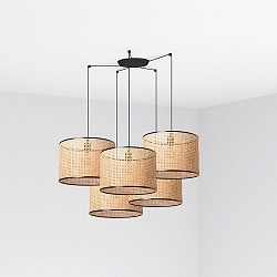 pendant luminaire MAMBO 5 flames E27 IP20, black matt 