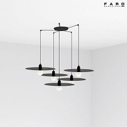 Luminaire  suspension PLAT 5 flammes E27 IP20, noir mat 