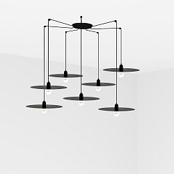 pendant luminaire PLAT 7 flames E27 IP20, black matt 