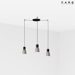 pendant luminaire KOMBO 3 flames E27 IP20, grey, black matt 