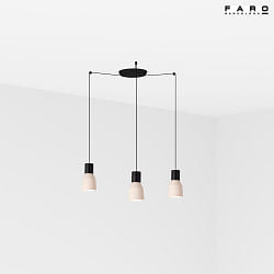pendant luminaire KOMBO 3 flames E27 IP20, beige, black matt 