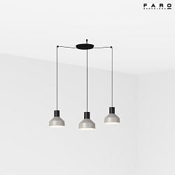 pendant luminaire KOMBO 3 flames E27 IP20, grey, black matt 